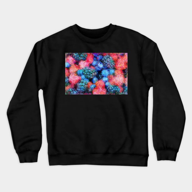 Fresh Berries All Over Impressionist Painting Crewneck Sweatshirt by BonBonBunny